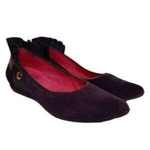 CHANII B Tuille Pointy Toe Suede Flats Purple & Black Shoes Sz 6 US 36 Euro